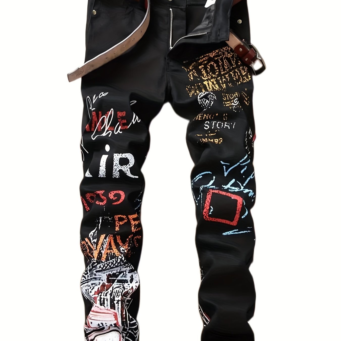 Arrival Men Jeans Male Washed Graffiti Jeans Casual Trousers