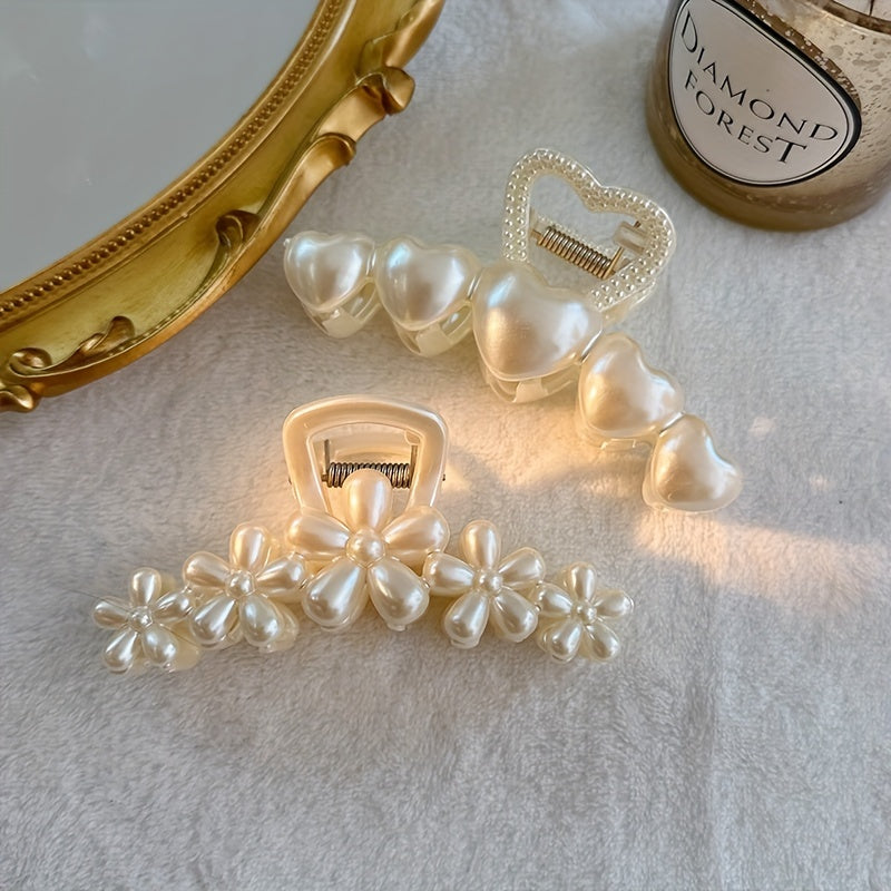Faux Pearl Hair Claw Large Acrylic Claw Hair Clip