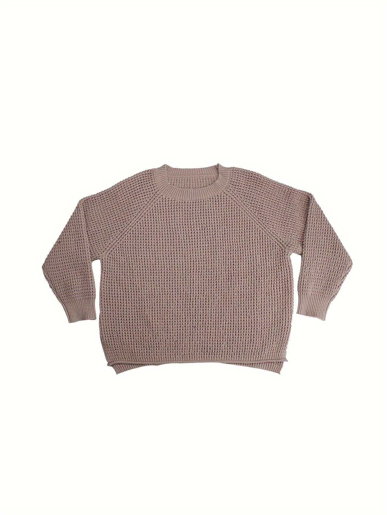  Casual Sweater Women's Plus Solid Long Sleeve Round Neck