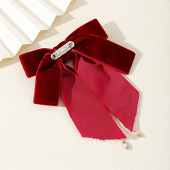 Velvet Bowknot Brooch Pin Rhinestone Wings Shirt Collar Pin