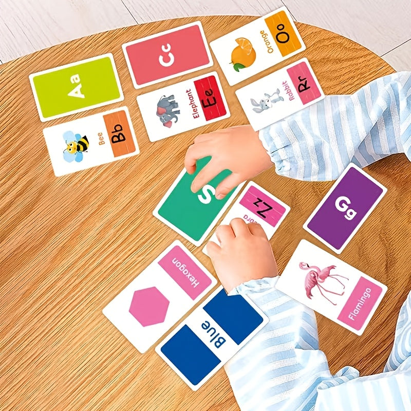 Kids Flash Cards Alphabet Colors Shapes Numbers Double Sided Educational Toys