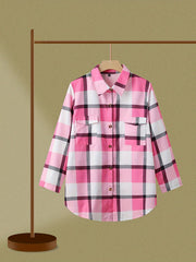  Plaid Print Long Sleeve Button Up Shirt Top