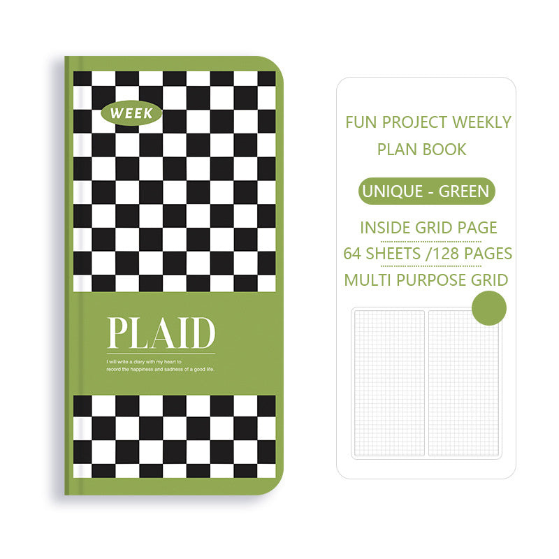 Checkerboard Cover Weeks Notebook Weekly Planner Book Cover