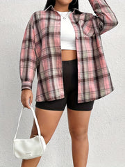  Plaid Button-Up Long Sleeve Shirt