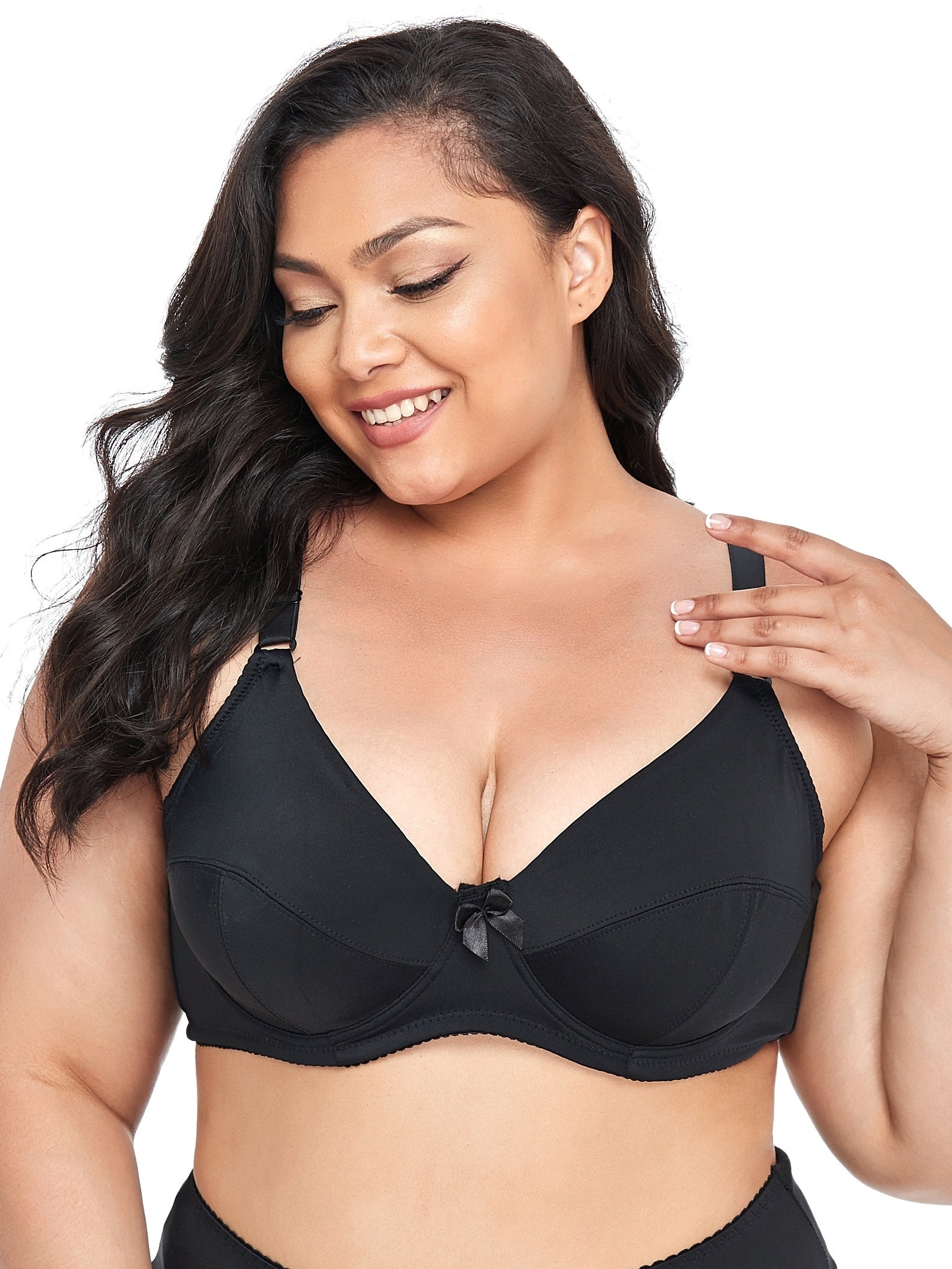  Casual Bra Women's Plus Plain Mini Bow Medium Stretch Push Up Bra