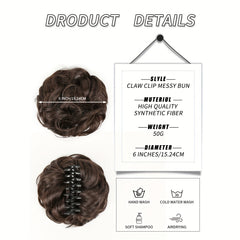 Curly Wavy Hair Bun Extension in Flaxen Brown & Chocolate Chestnu