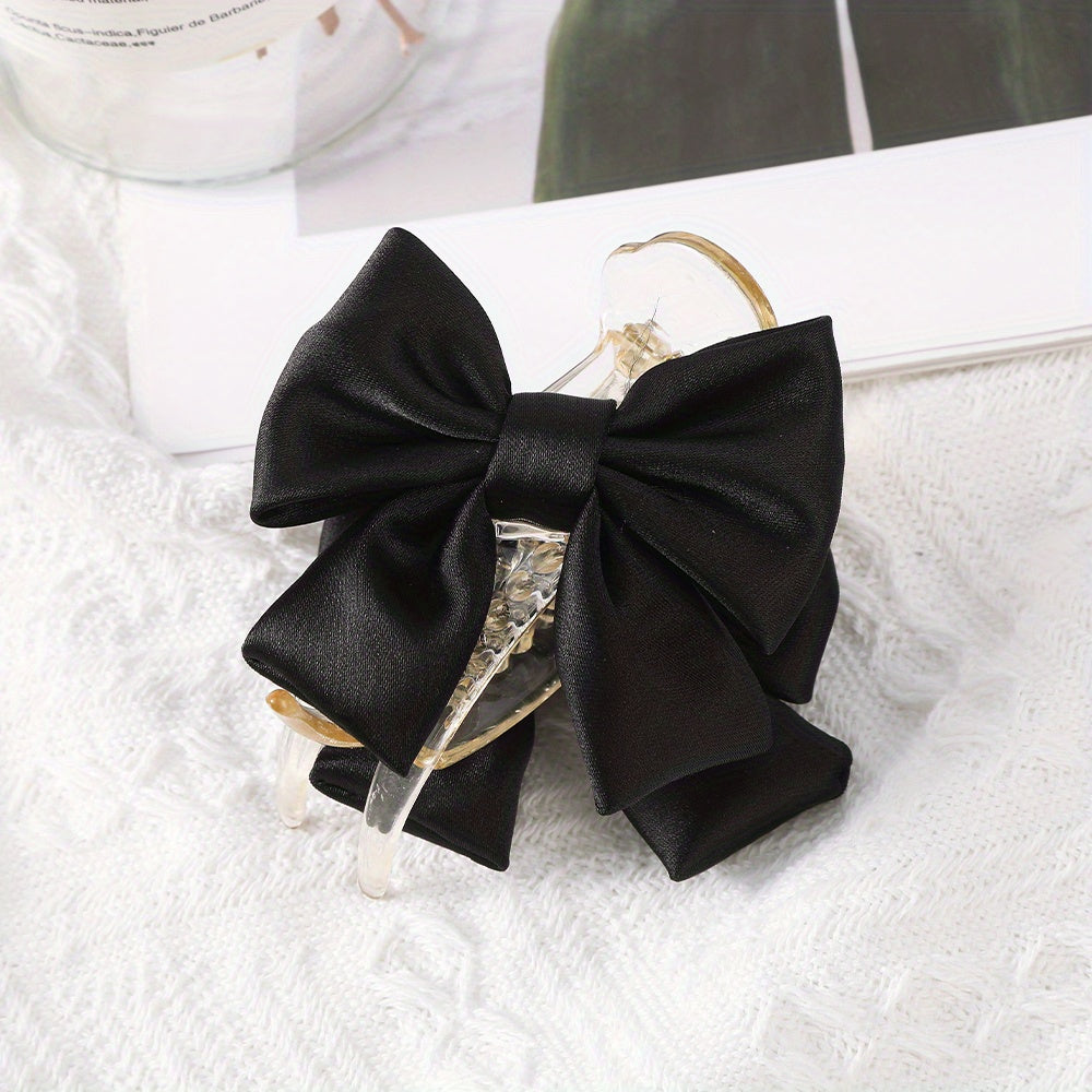 Fabric Ribbon Bow Hair Claw Clip Large Duck Billed Clip
