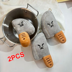 2pcs Kitchen Plush Pendant Angry Expression Funny Mini Backpack Keychain Gift