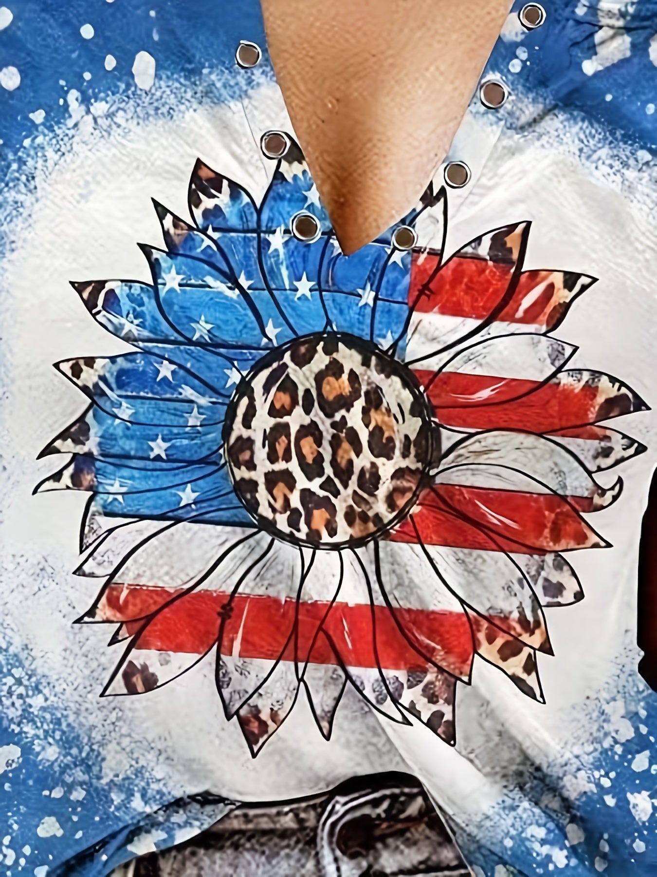 Tie Dye Flags Print Tank Top Sexy V Neck Sleeveless Top Women's Clothing