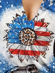 Tie Dye Flags Print Tank Top Sexy V Neck Sleeveless Top Women's Clothing