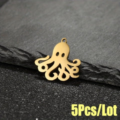5PCS Stainless Steel Octopus Charms For DIY Jewelry Making