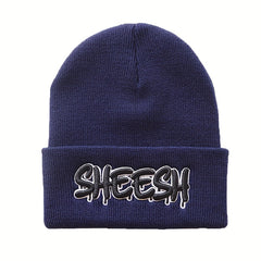 SHEESH Embroidery Cold Hat Warm Knitted Wool Hat For Men And Women
