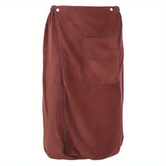 Men's Solid Bath Skirt Towel with Pocket Soft Absorbent Shower Wrap