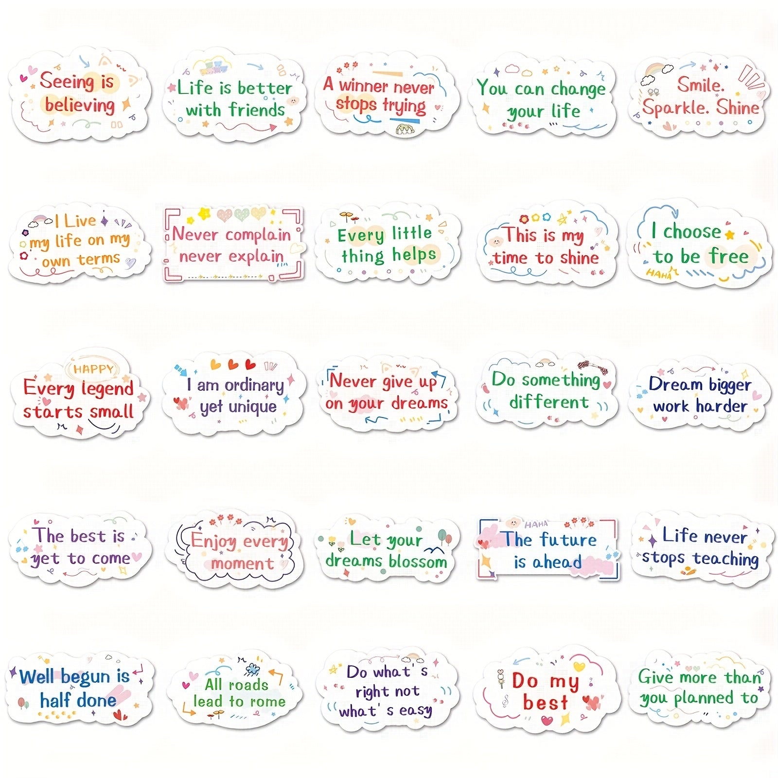 Inspirational Encouragement Stickers for Various Uses - 50pcs