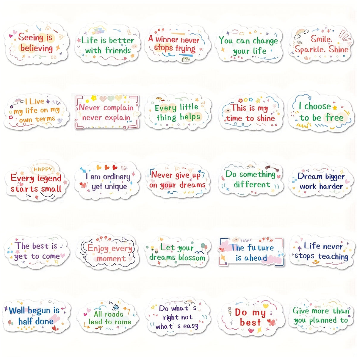 Inspirational Encouragement Stickers for Various Uses - 50pcs