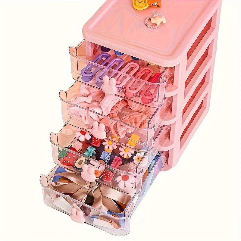 5 Layer Desktop Storage Box - Transparent Little Rabbit Stationery