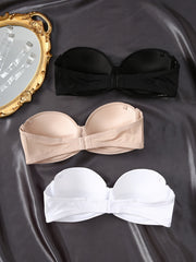 3pcs Strapless Push Up Bras Breathable T Shirt Bra Women's Lingerie