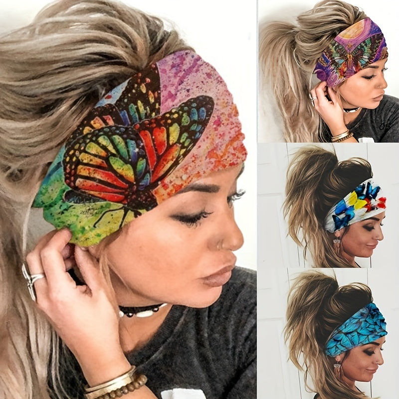 Butterfly Print Knotted Wide Headband Hair Accessories For Women
