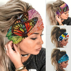 Butterfly Print Knotted Wide Headband Hair Accessories For Women