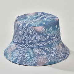 Paisley Print Bucket Hat Letter Graffiti Print Basin Hat Casual Sunscreen Fisher