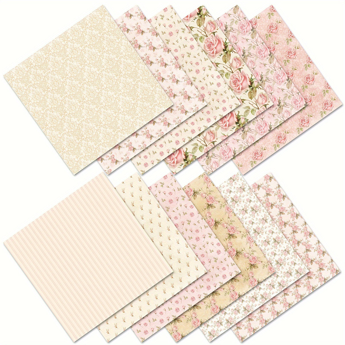 12pcs Flower Series Scrapbook Paper for DIY Photo Album Background
