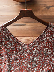 Floral Print Cap Sleeve V Neck Dress Plus Size