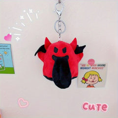 2pcs Devil Plush Keychain Pendants Halloween Gift Red & Golden Chains