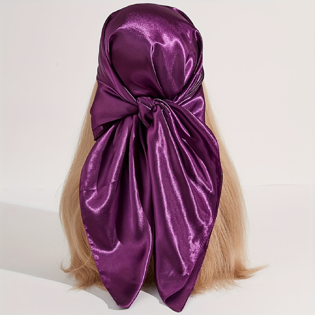 Solid Bandana Silk Satin Square Scarf Head Wrap Neckerchief