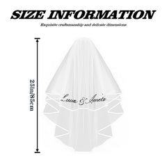 Custom Cursive Name Bridal Veil Sheer Wedding Veil with Train