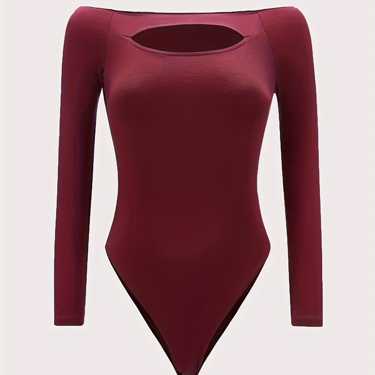 Off Shoulder Cut Out Bodysuit Long Sleeve Slim Fit Casual Bodysuit