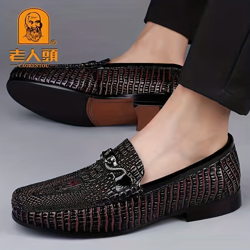 LAORENTOU Men's Leather Square Toe Loafers Lightweight Slip On Dress Shoes