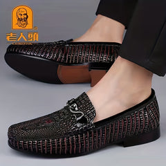 LAORENTOU Men's Leather Square Toe Loafers Lightweight Slip On Dress Shoes