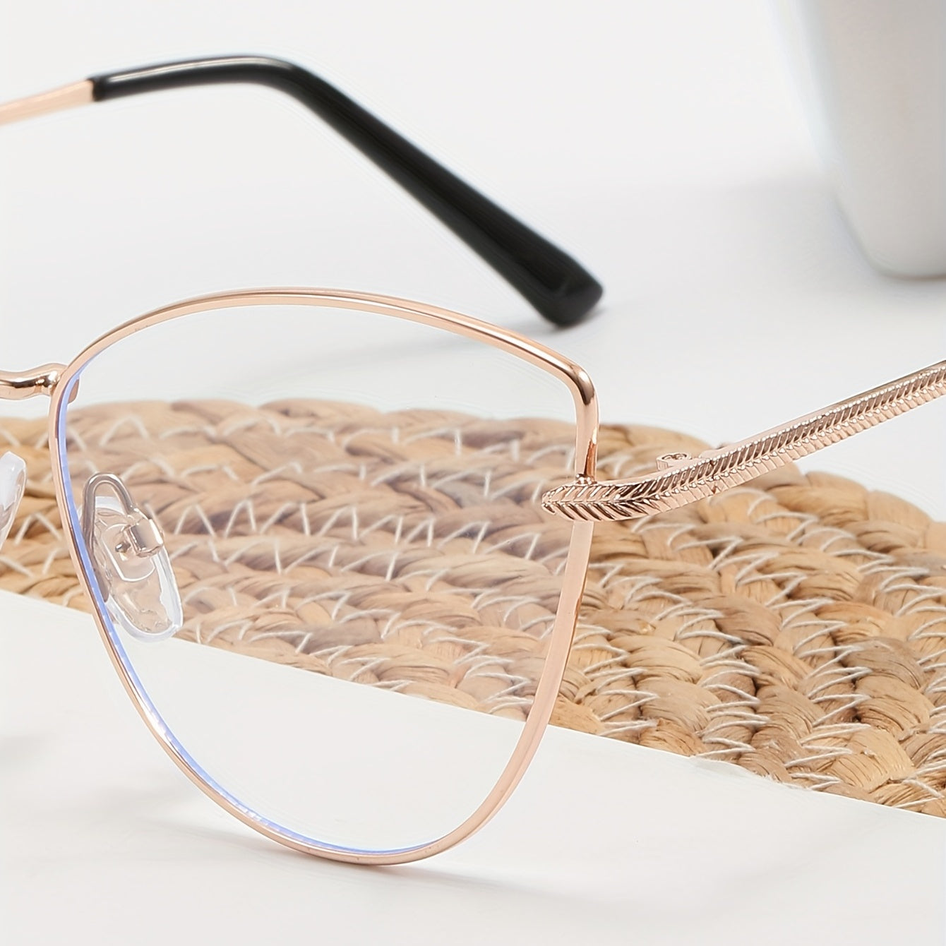 Cat Eye Clear Lens Glasses Lightweight Spectacles With Case