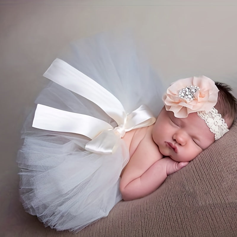 Infant Baby Girls Tutu Skirt & Headband Set for Photoshoots