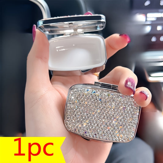 Pink Diamond Studded Mini Medicine Box Rhinestone Pill Storage