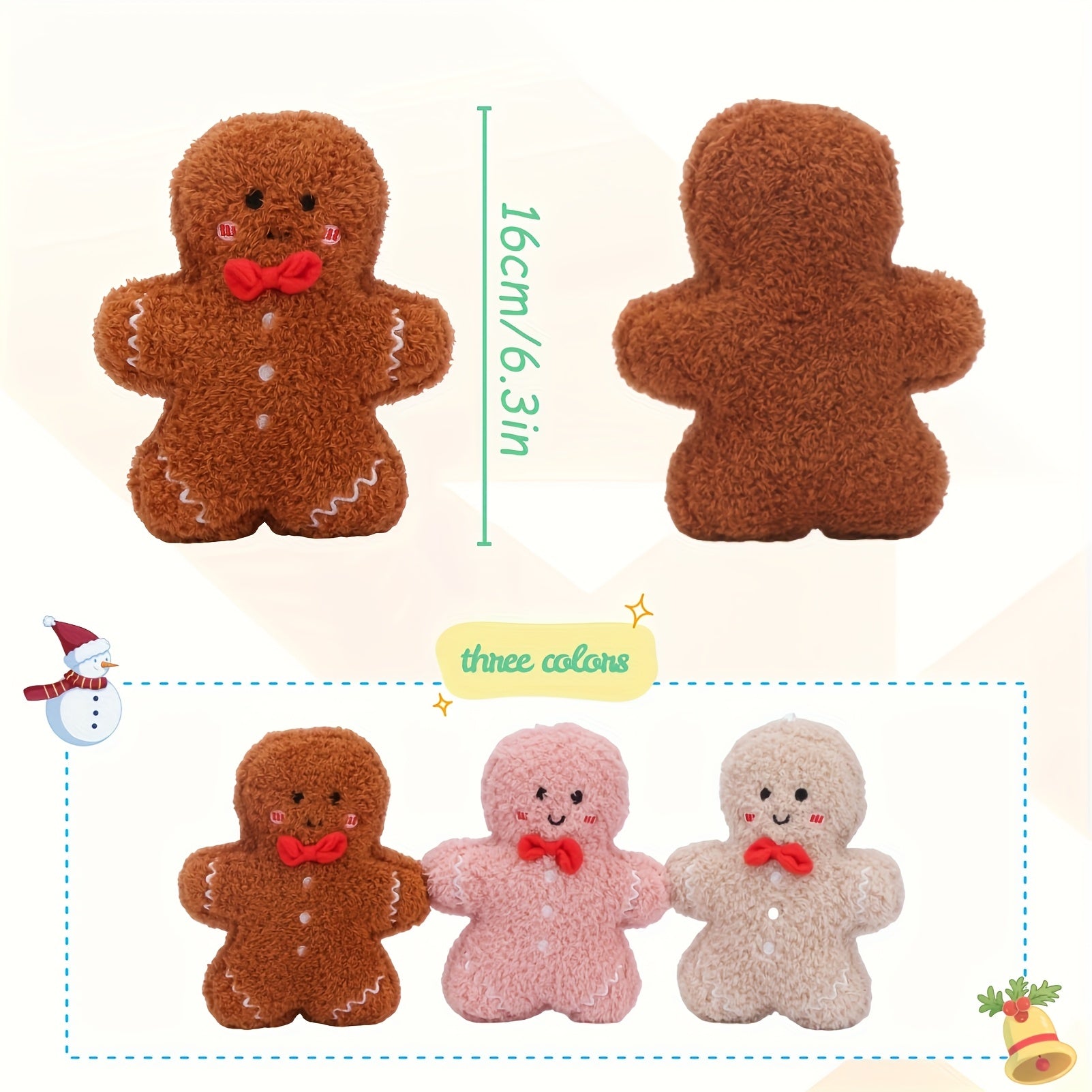Gingerbread Man Plush Toy Soft Stuffed Doll Decor
