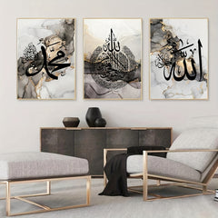 3pcs Islamic Calligraphy Canvas Painting Set Quran Abstract Wall Paintings