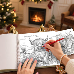 Scottish Highland Cow Coloring Book 20x20cm 24 Pages Single Sided Spiral Bound