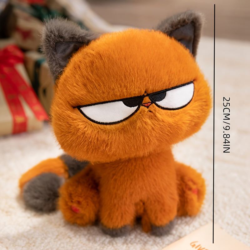 Large Huggable Orange Tabby Cat Plush Toy with Expressive Eyes