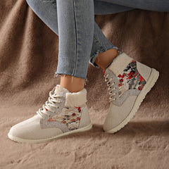 Ethnic Style Snow Boots Plush Lined Thermal Furry Shoes