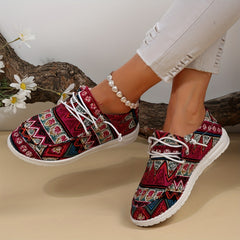Ethnic Style Slip-On Boat Shoes for Women