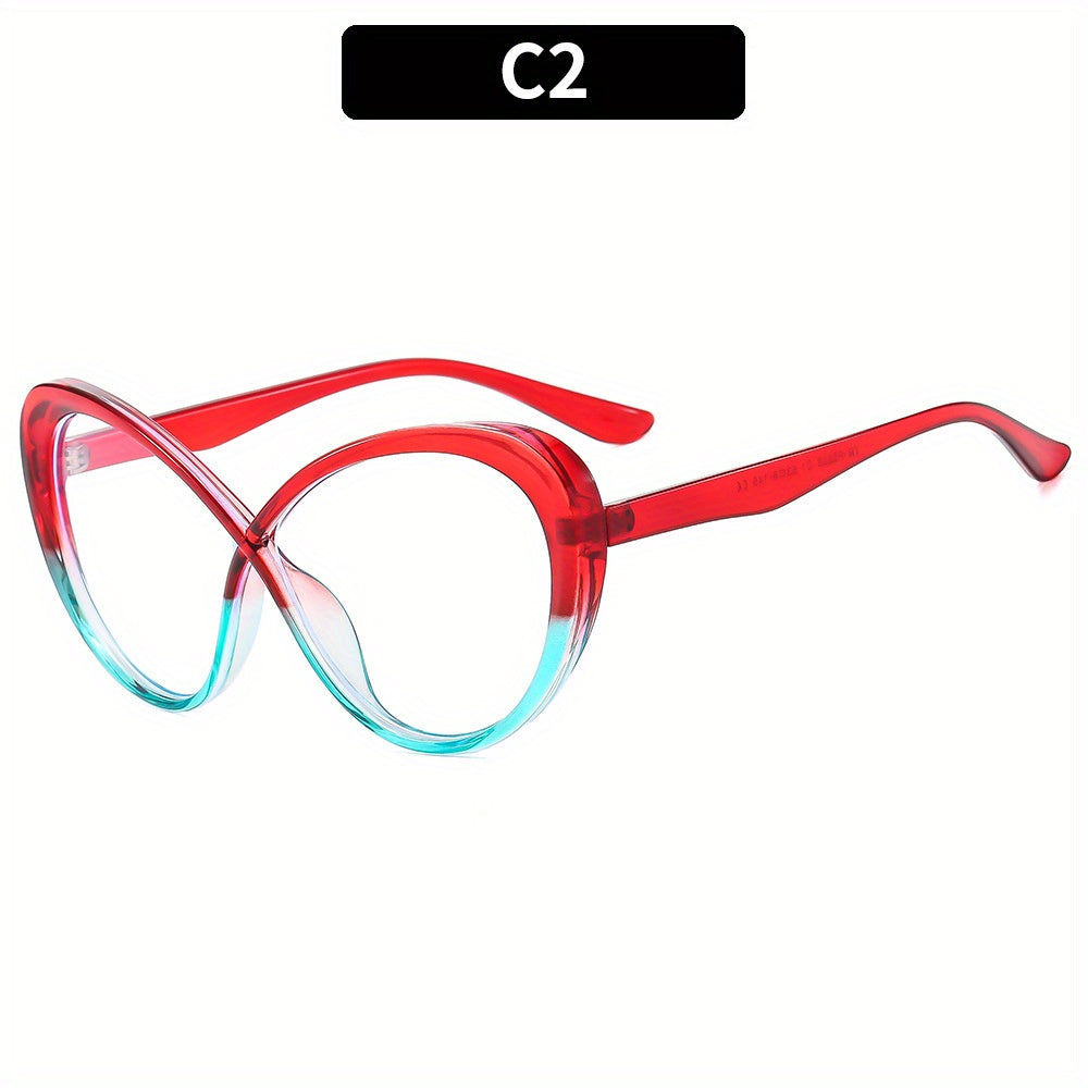 Y2K Light Blocking Glasses Jelly Block Cat Eye Clear Lens Anti Eyestrain