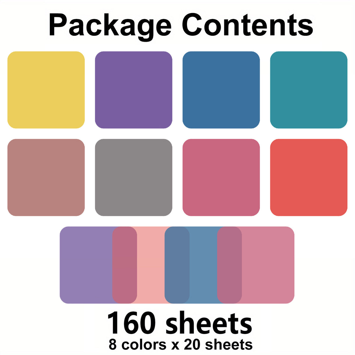160 Sheets 8 Colors Waterproof Transparent Sticky Notes