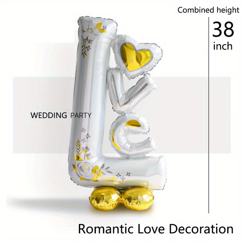 38 Inch LOVE Standing Combo Aluminum Balloon With Golden Base