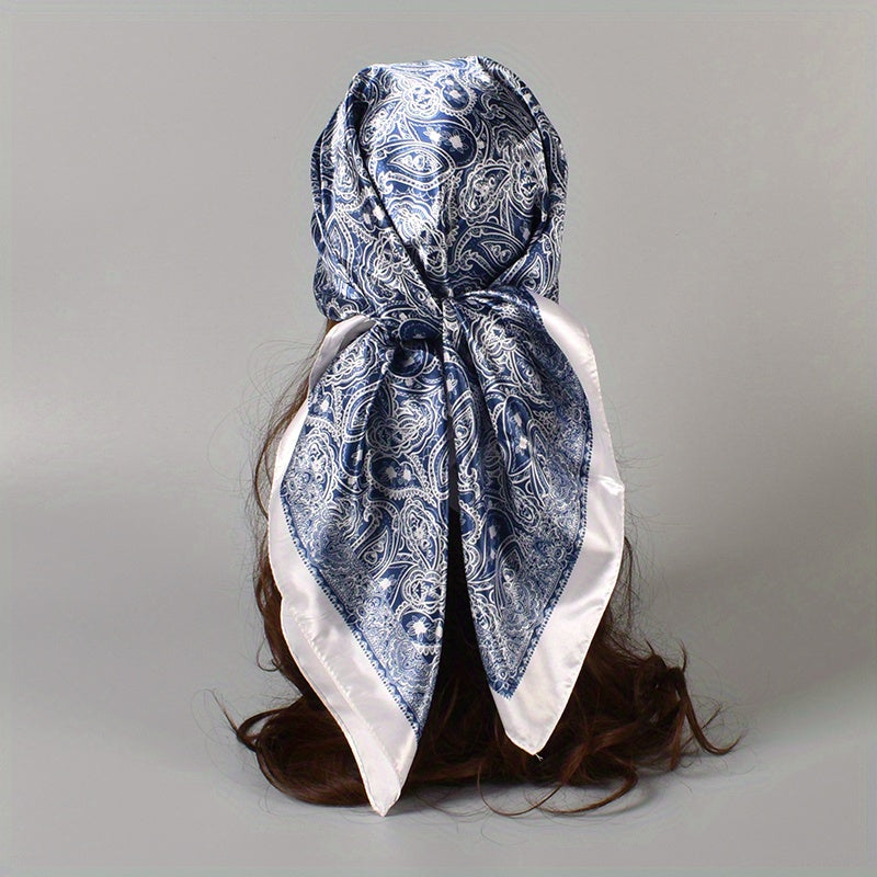 Boho Paisley Silk Square Scarf Head Wrap Bandana