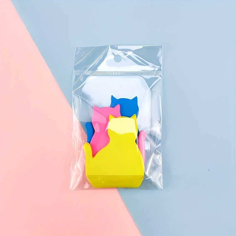 3pcs Cartoon Cat Sticky Notes 90 Sheets Bright Colorful Fluorescent for School