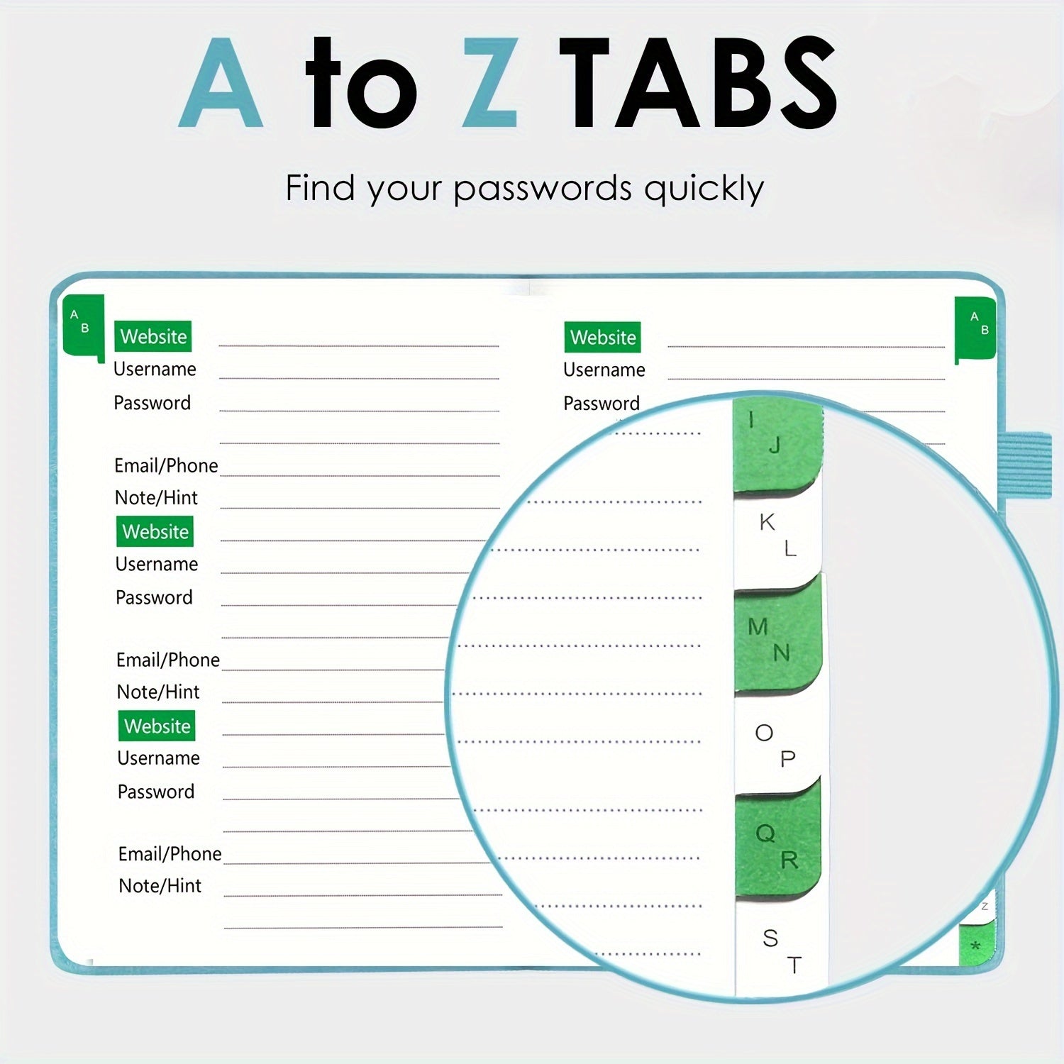 A6 Password Book Internet Address & Password Organizer