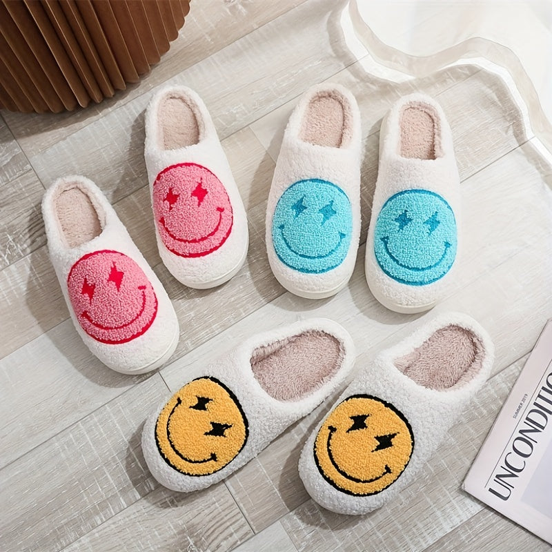 Soft Plush Cozy Smiling Face House Slippers Anti skid Slip on Shoes Indoor
