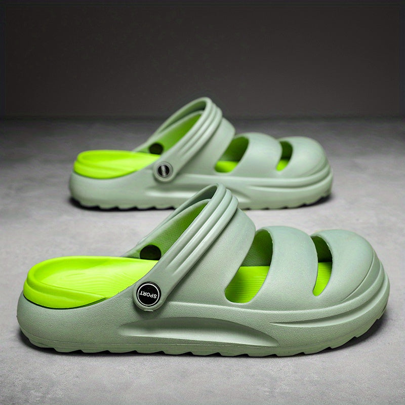 Solid Closed Toe Sports Sandals Non Slip Hole Slippers