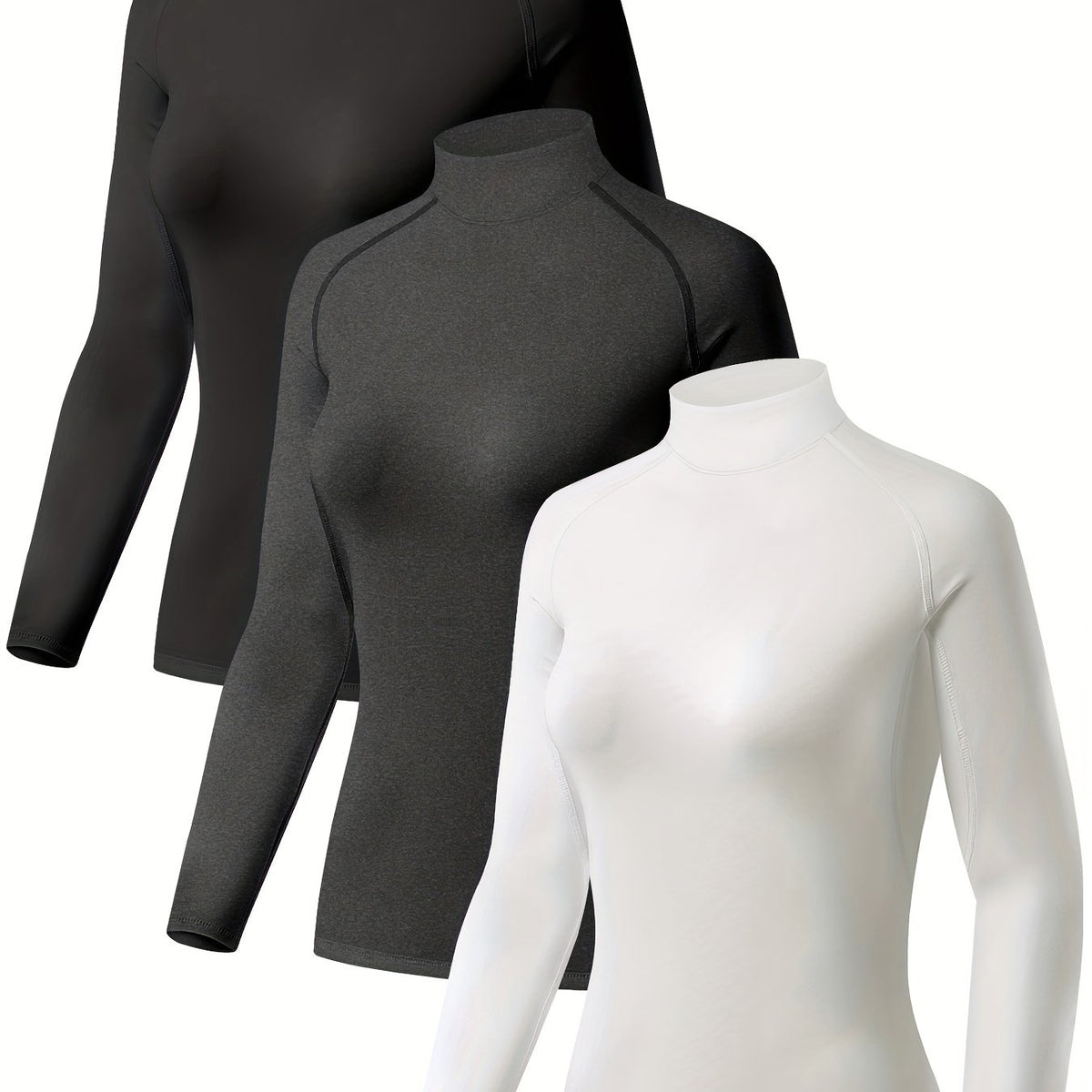 High Turtleneck Pullover Top Long Sleeves Stretch Warm Shirt Women